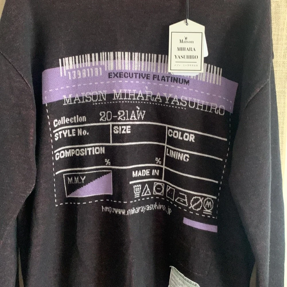 NWT maison mihara Yasuhiro “laundry tag” sweater - Picture 2 of 12